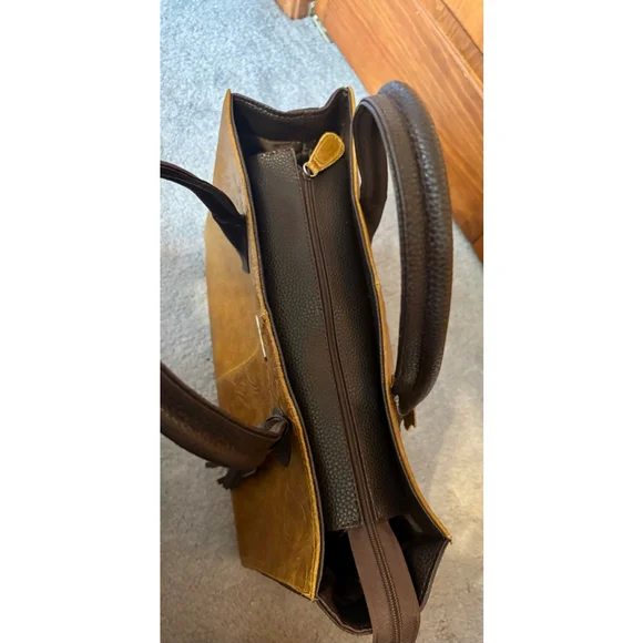 Colette Hand-Tooled Leather Tote Bag | Genuine Leather Mexico | Floral Embossed - Picture 9 of 10